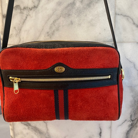 Gucci Red Suede Ophidia shoulder bag - Picture 7 of 16
